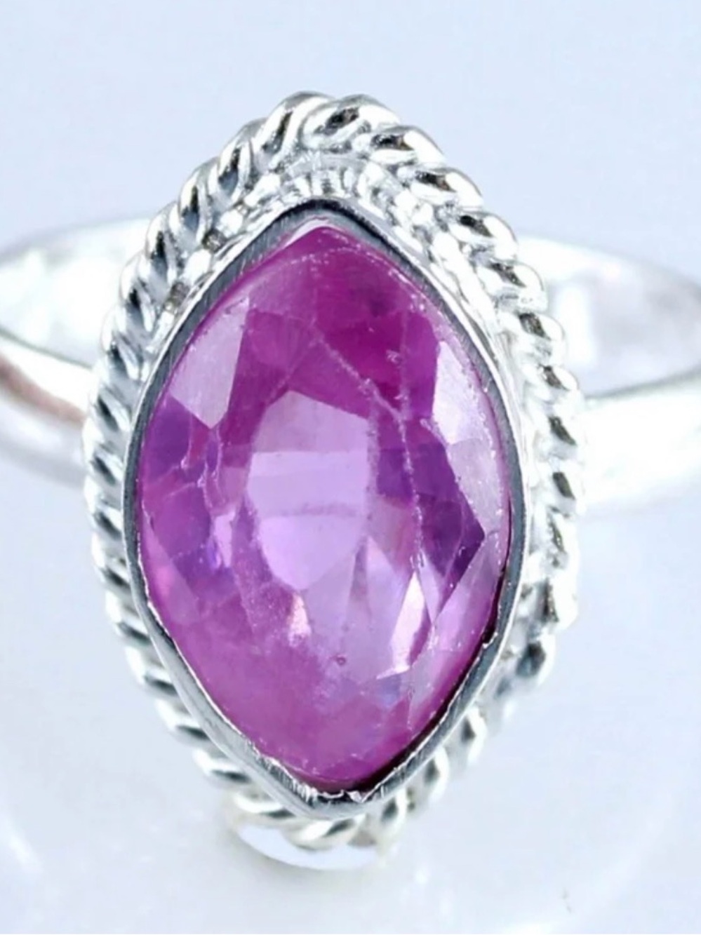CERTIFIED 11.25 CT NATURAL Pink Morganite Marquis Cut S925 Sterling Silver Ring